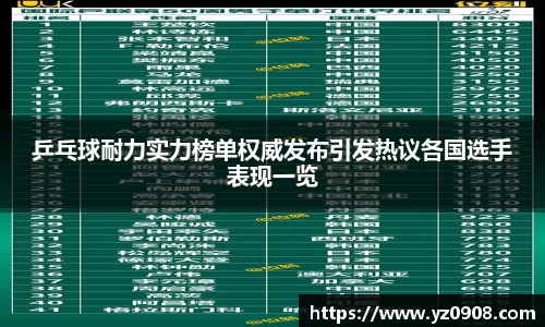 乒乓球耐力实力榜单权威发布引发热议各国选手表现一览